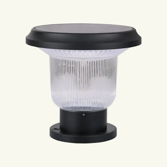 Borne solaire Champignon noir LED pour pilier / portail – Blanc froid 6000K