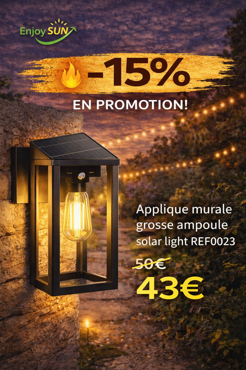 Applique murale grosse ampoule solar light REF0023