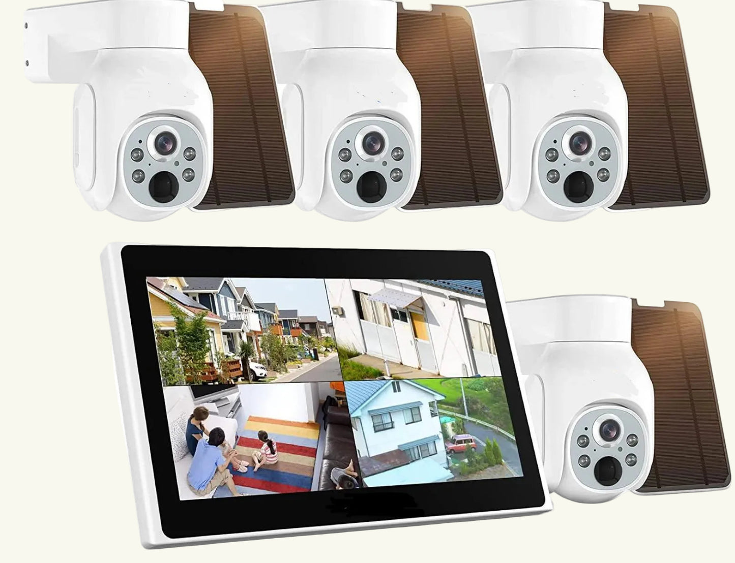 4CH 4MP solar wifi camera system avec écran